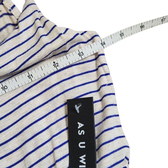 As U Wish Tank Maxi Dress Striped Jersey Knit Heather Cream Blue Small NWT - Picture 9 of 11